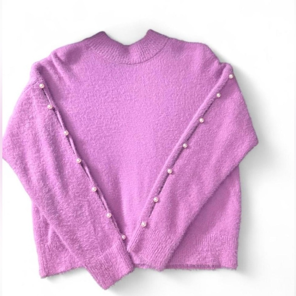 Nikkak Pink Sweater with Pearl Sleeve Detail